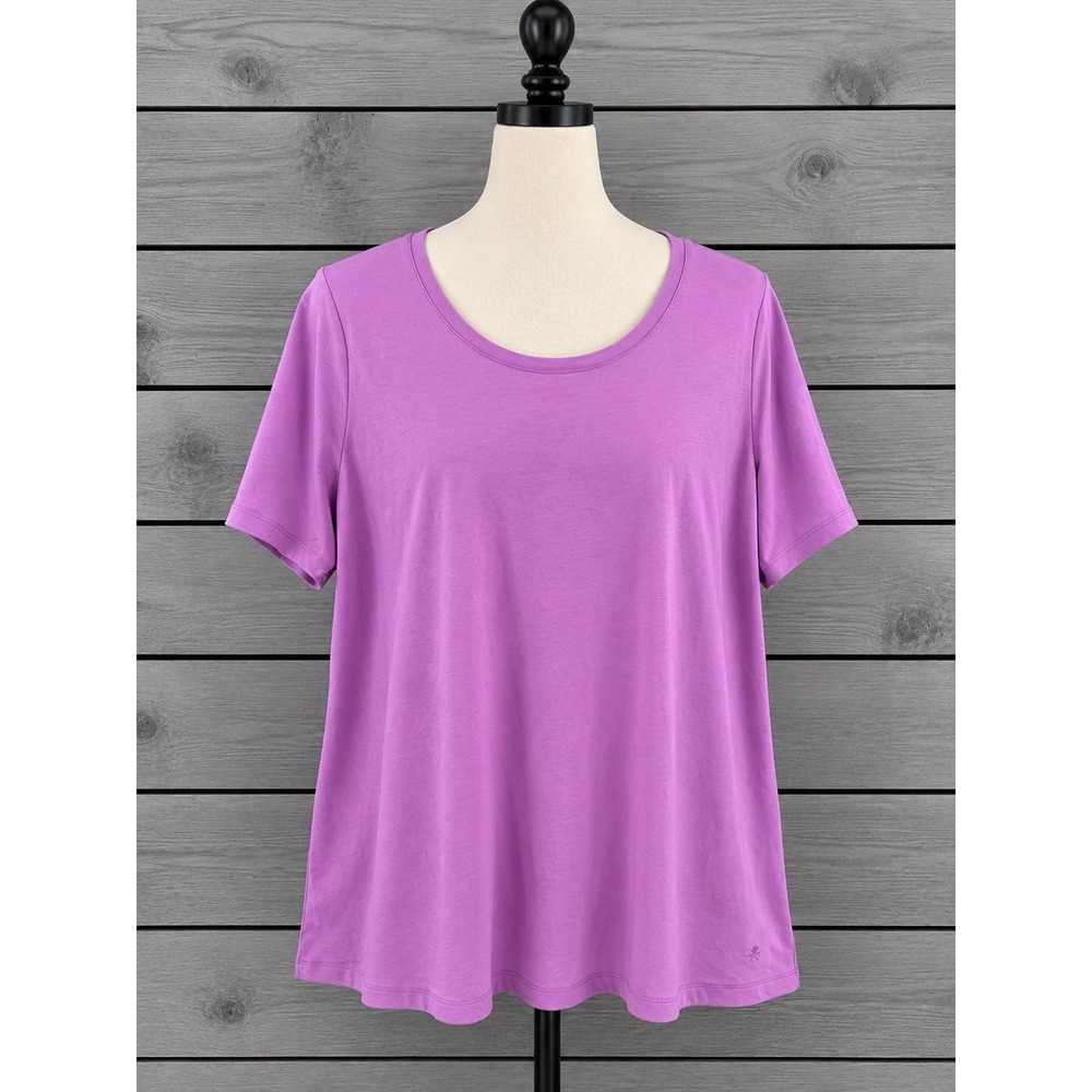 Isaac Mizrahi Live Essentials Pima Cotton Swing Tunic Tee 3X Purple Luxe A354986